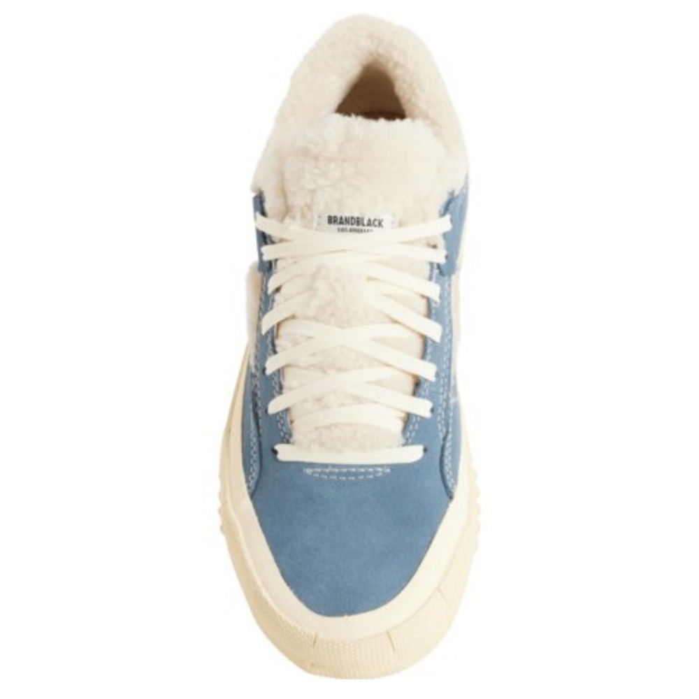 BRANDBLACK Bravo Faux Shearling Sneakers Womens Sz 9 Blue Leather Vibram $180 - Picture 4 of 12